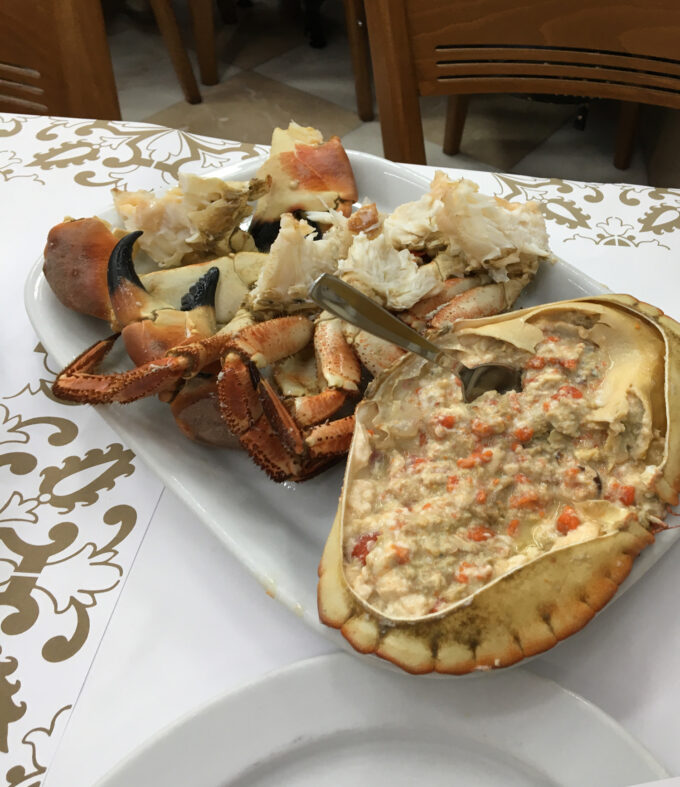 An order of steamed king crab for a party of 1! Cervejaria Ramiro is a legendary spot in the heart of Lisbon, familiar to locals and tourists alike. It’s a favourite hangout for locals and lineups now that tourists know about it, the line up can get fairly long. For any foodie, this is a place where you absolutely must consider visiting when travelling in Portugal.