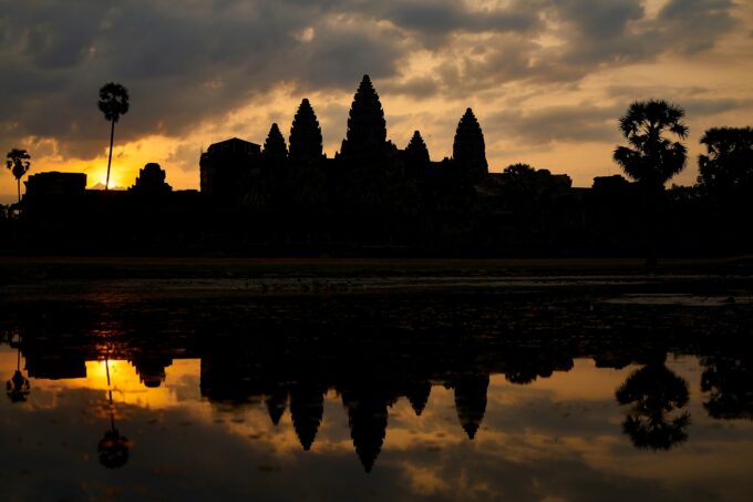 Famous Angkor Wat sunrise | Try to get in line before the tour groups do