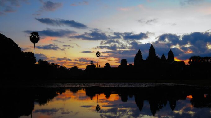 The famous Angkor Wat sunrise in Cambodia