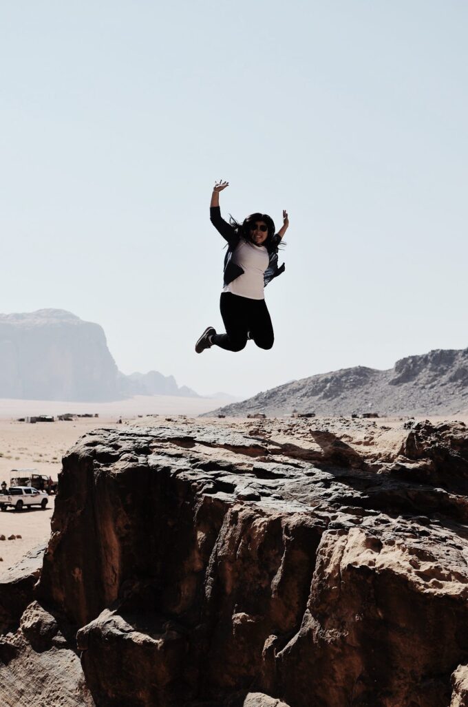 Overnight in Wadi Rum | Sleeping in the Desert - 20+ jumping pictures later, this one turned out the best without hair flipping on my face