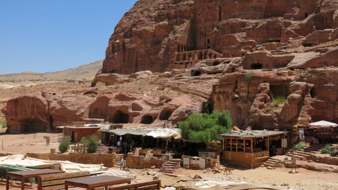 Take a moment's rest and visit one of the many souvenir shops ran by Bedouins in Petra just before you go down the Colonnaded Street