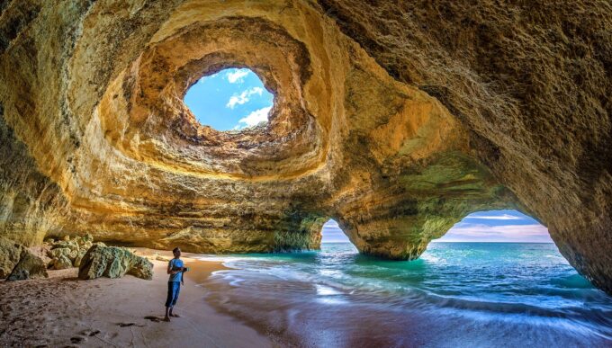 Benagil Cave in the Algarve Region of Portugal